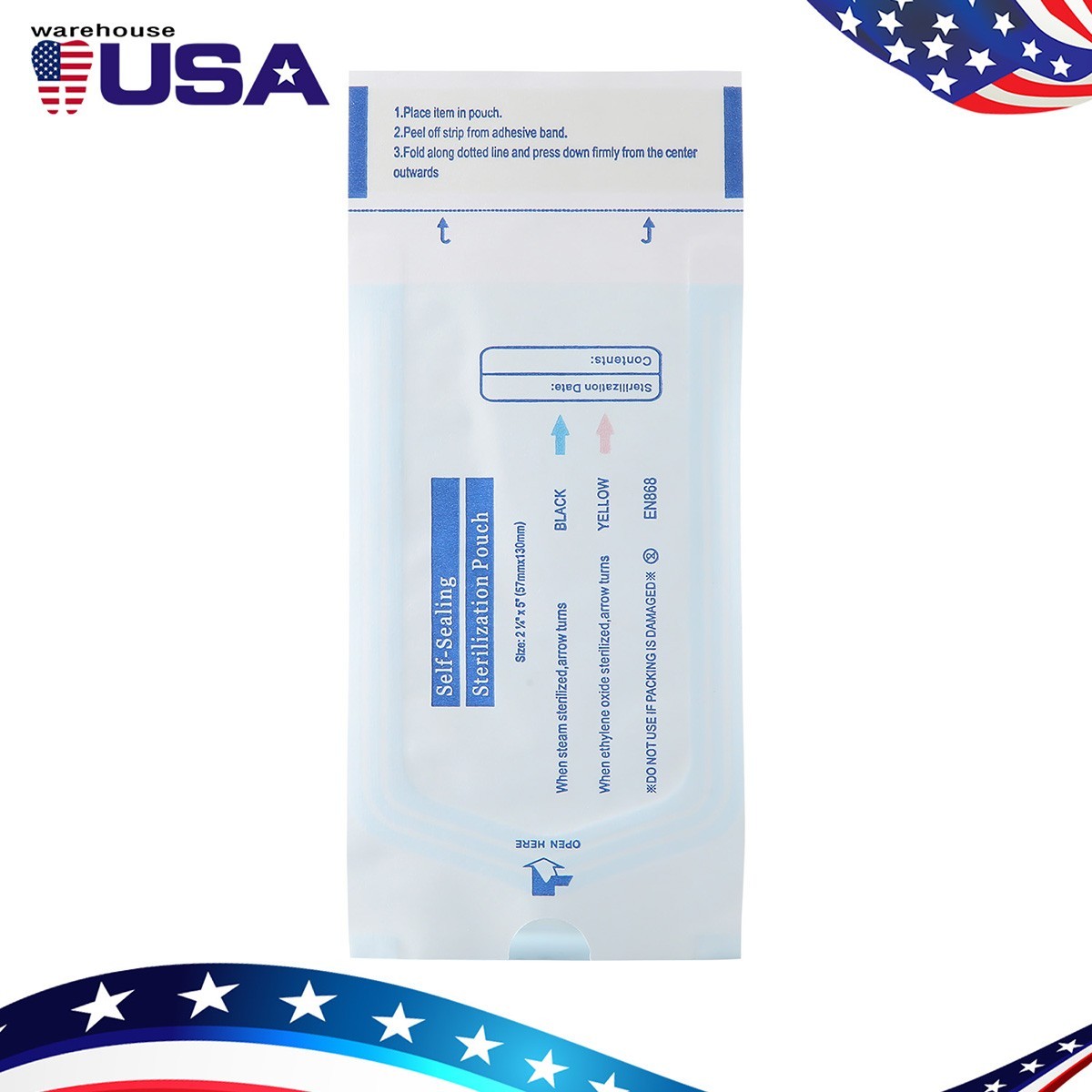 200pcs/Box Dental Self-Sealing Sterilization Pouches Bags Nail Art Tool 2.25”x5”