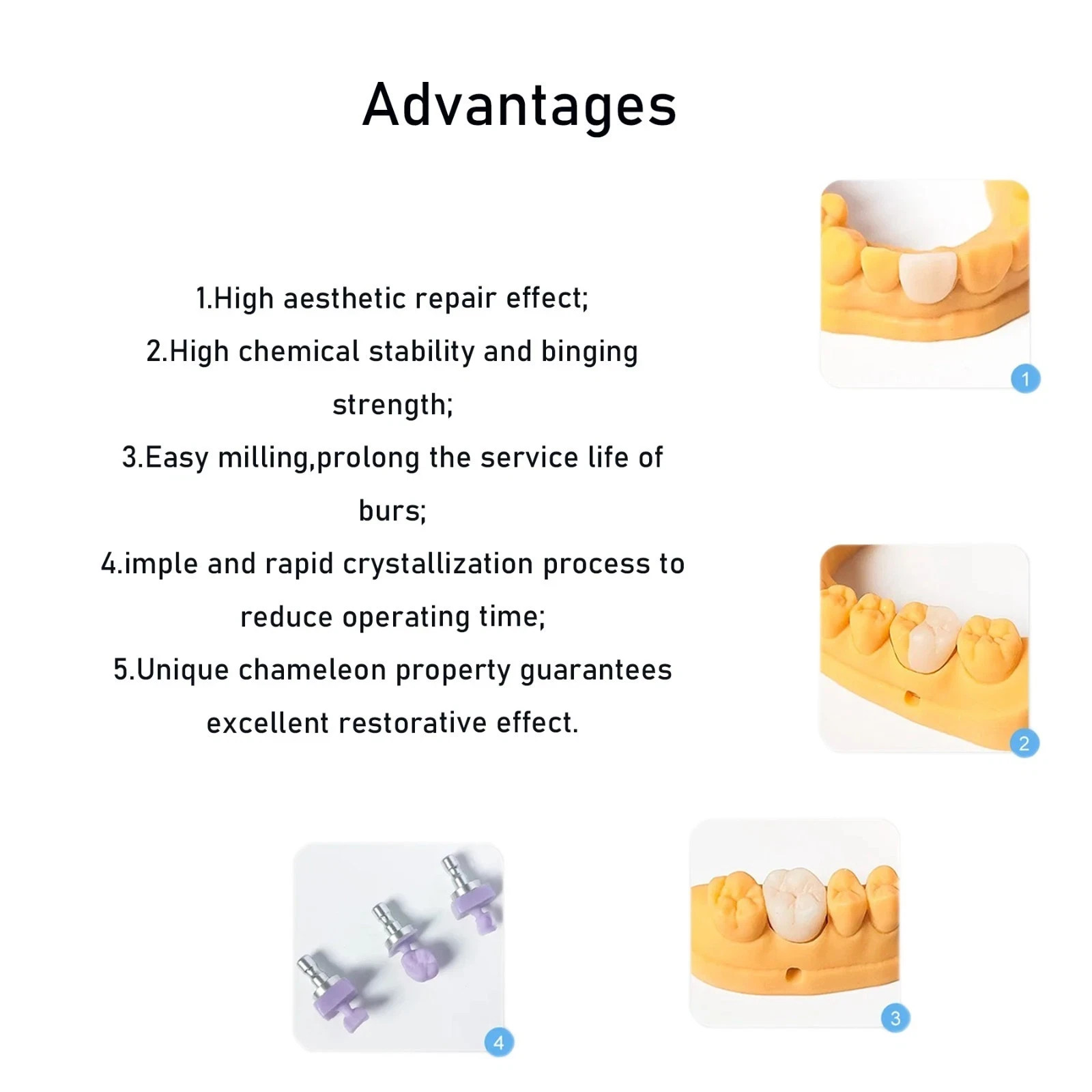 Dental Emax Glass Ceramic Blocks C14 CAD/CAM Lithium Disilicate CEREC Block 5PCS