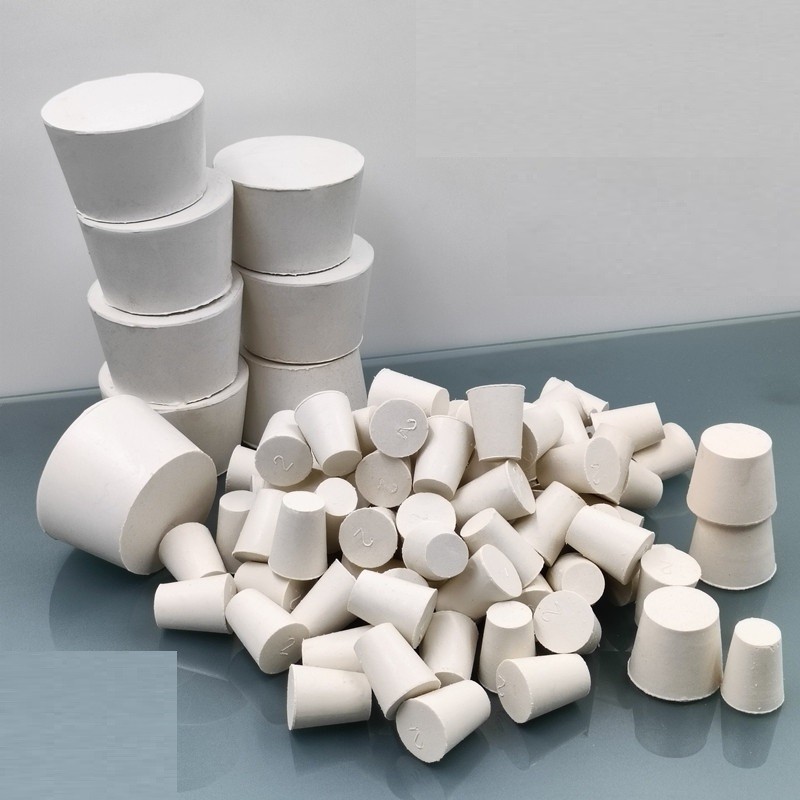 White Rubber Stopper Bungs Laboratory Solid Hole Stopper Tapered Flask 27 Sizes