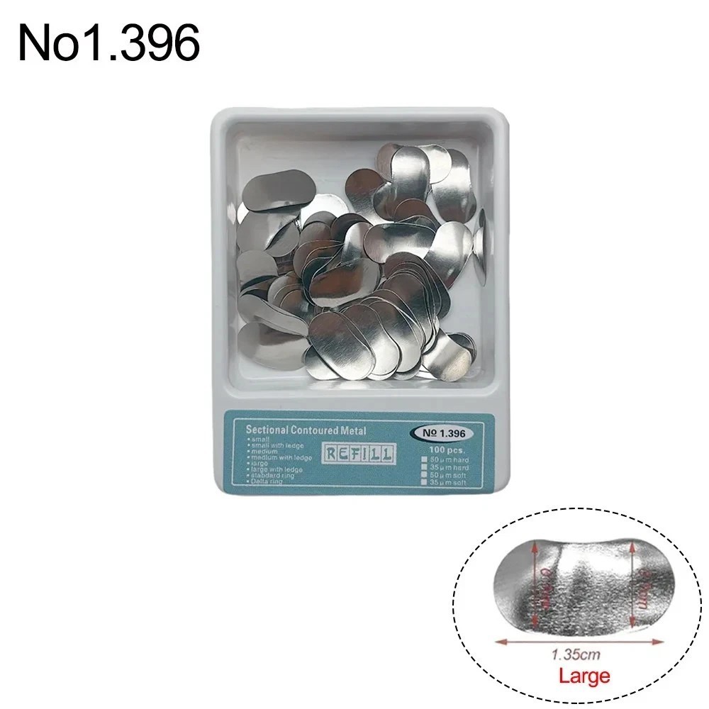 100 Pcs/Box Dental Metal Matrices Refill Matrix Band Sectional Contoured Ledge