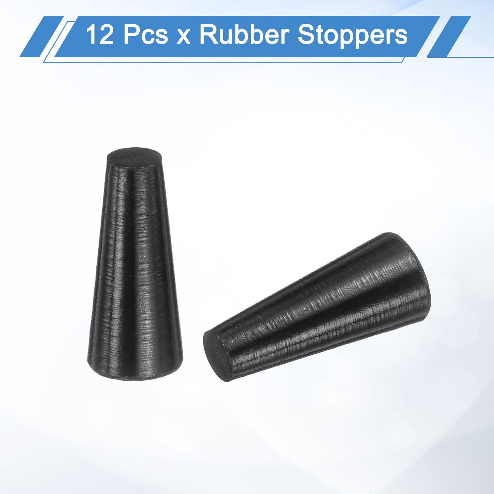 12Pcs Rubber Stoppers 5mm to 9mm 20mm Solid Tapered Lab Rubber Plugs