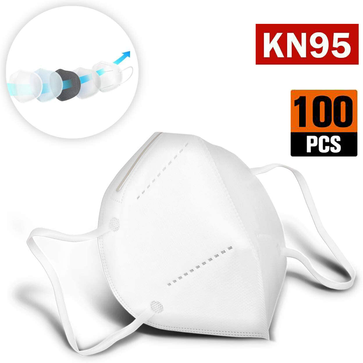 10/50/100/200 PCS KN95 Protective 5 Layer Face Mask Disposable Respirator KN95