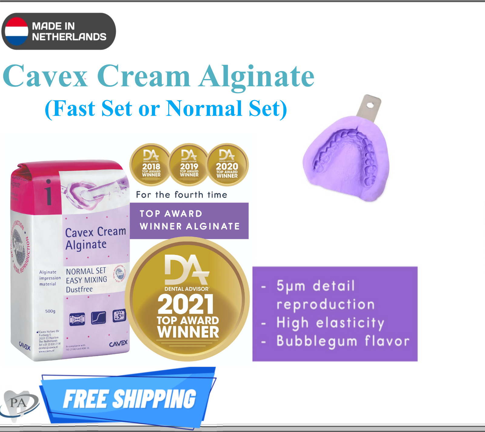 10 Pack Cavex Cream Alginate Normal Set Impression Material Bubble Gum Aroma 1.1