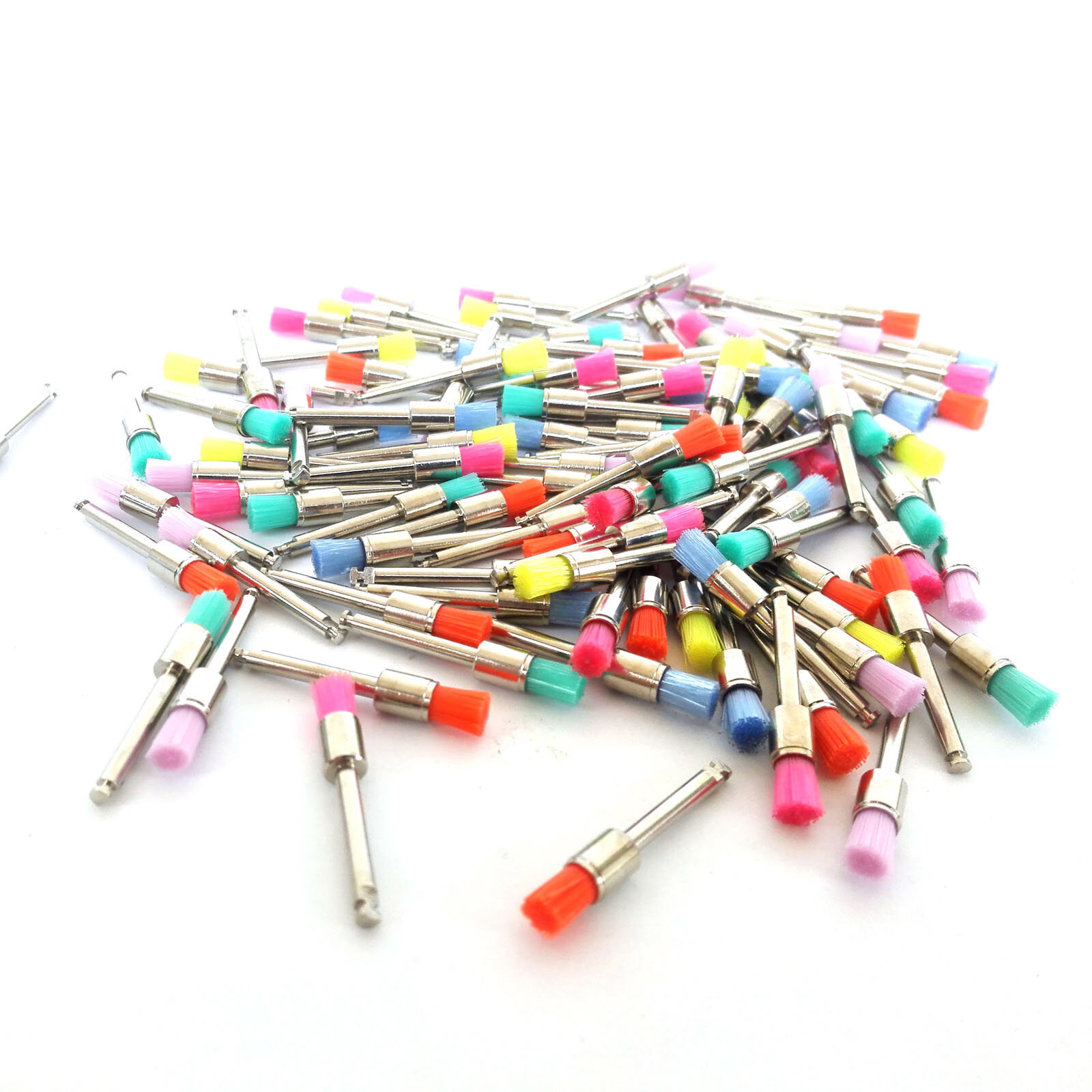 100Pcs/Box Dental Nylon Materials Closure Flat Polishing Prophylaxis Brushes SS