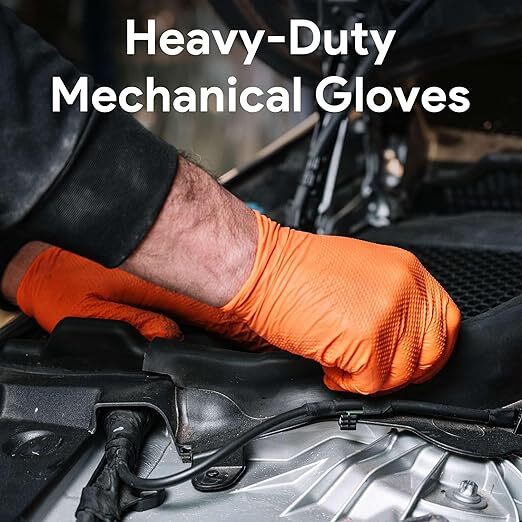 First Glove Grip 8 Mil Orange Nitrile Diamond textured Gloves