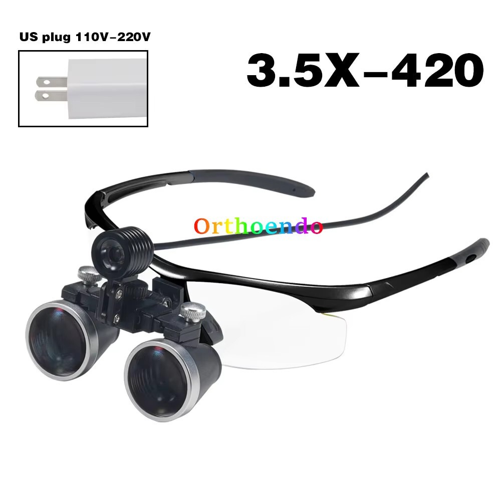 3.5X Dental Surgical LED Loupe Headlight Medical Binoculars Magnifier US/EU Plug