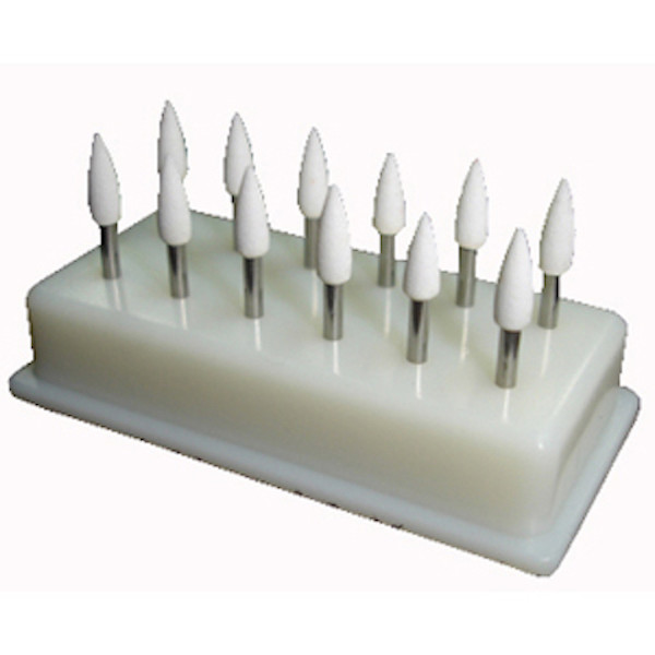 Dental White Polishing Stones – Flame FL2 FG – Arkansas Stone – Meta – 12 pieces