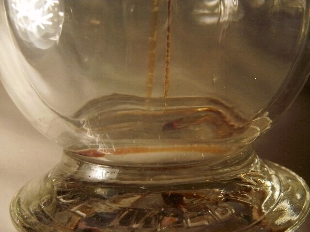 EXTREMELY ODD CONJOINED RIBBED & HORNED BOTTLE MADE IN FRANCE EACH W GLASS STRAW