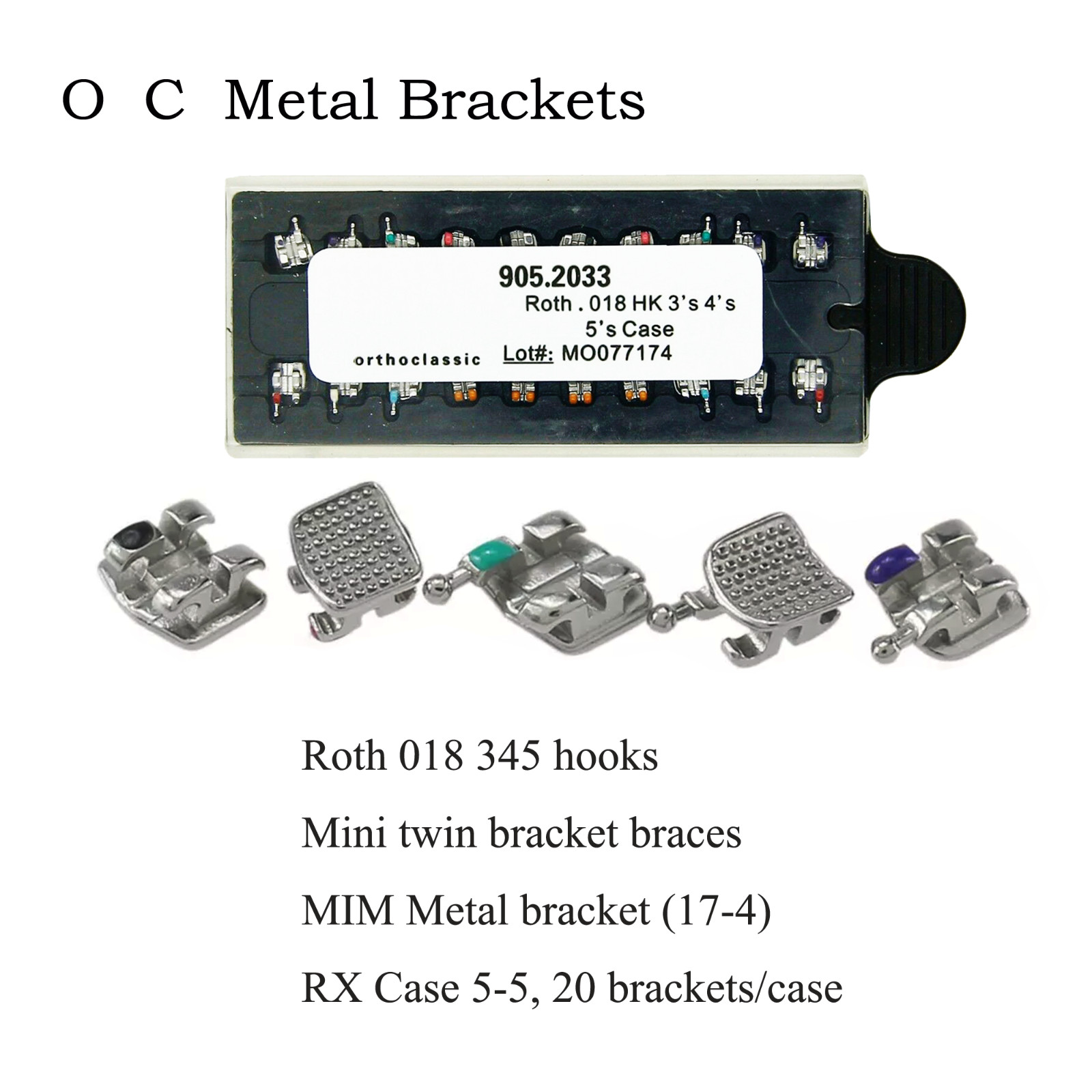 Dental Orthodontic Bracket Braces Metal MIM Mini Roth MBT 022 018 345 Hooks 5-5