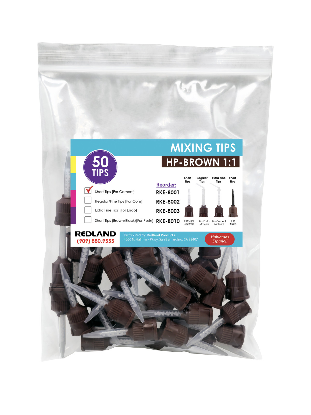 Dental Brown Short Mixing Tips for Mark3 Temporary & Permanent Cement 50/Bag