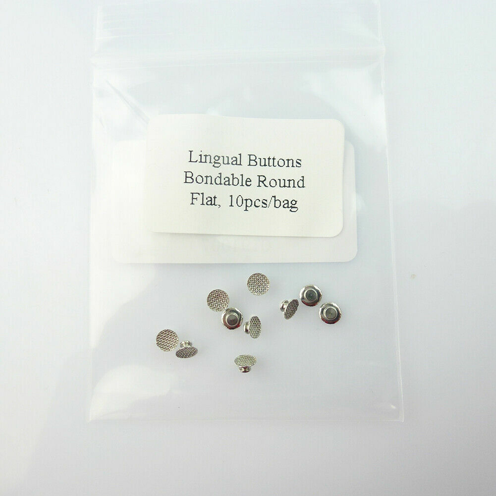 10PCS Dental Ortho Lingual Buttons Bondable round/rectangular MIM Mesh Base USA
