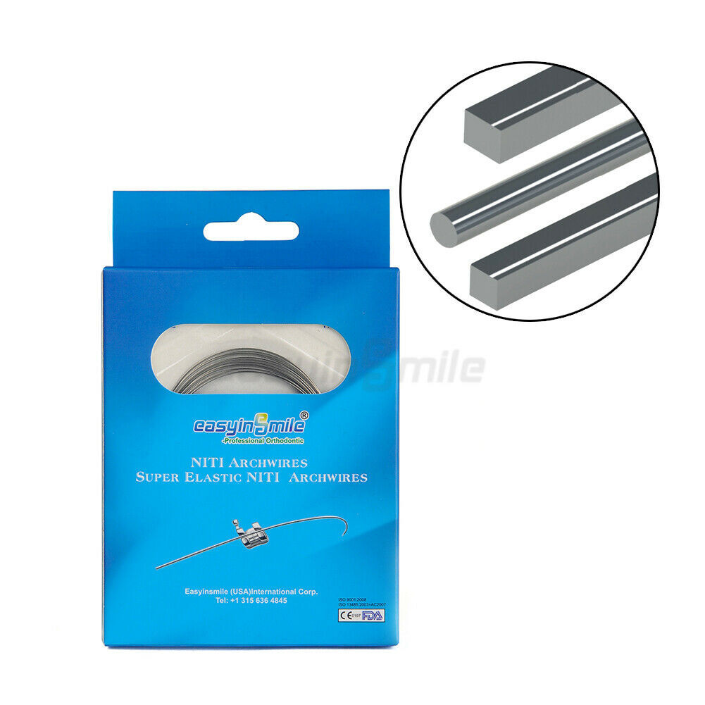 10Pk Dental Ortho Natural Stainless Steel/NITI Arch Wires Round 12-16-18-22 U/L