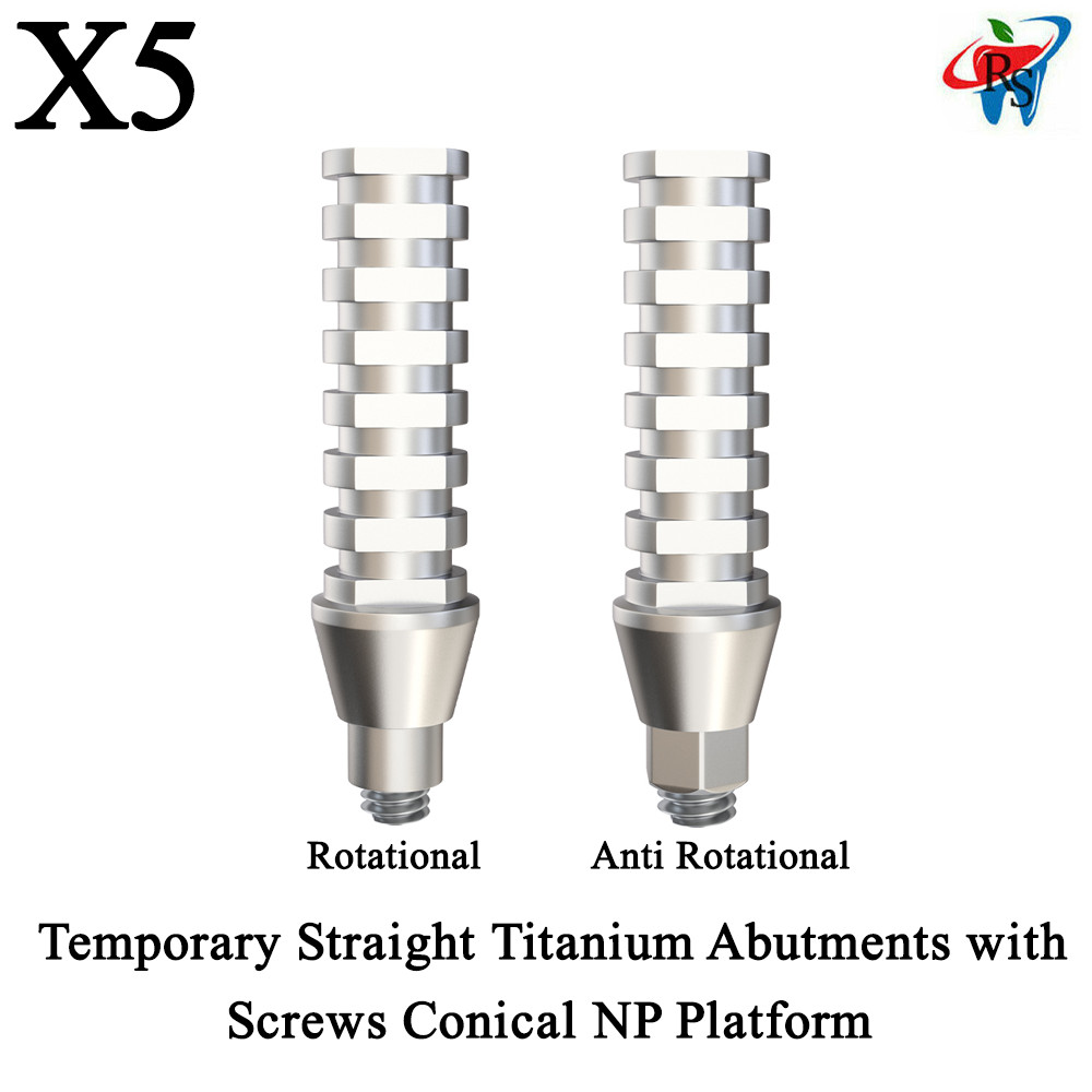 5pcs Temporary Straight Titanium Abut men ts With Screws Conical NP Platform