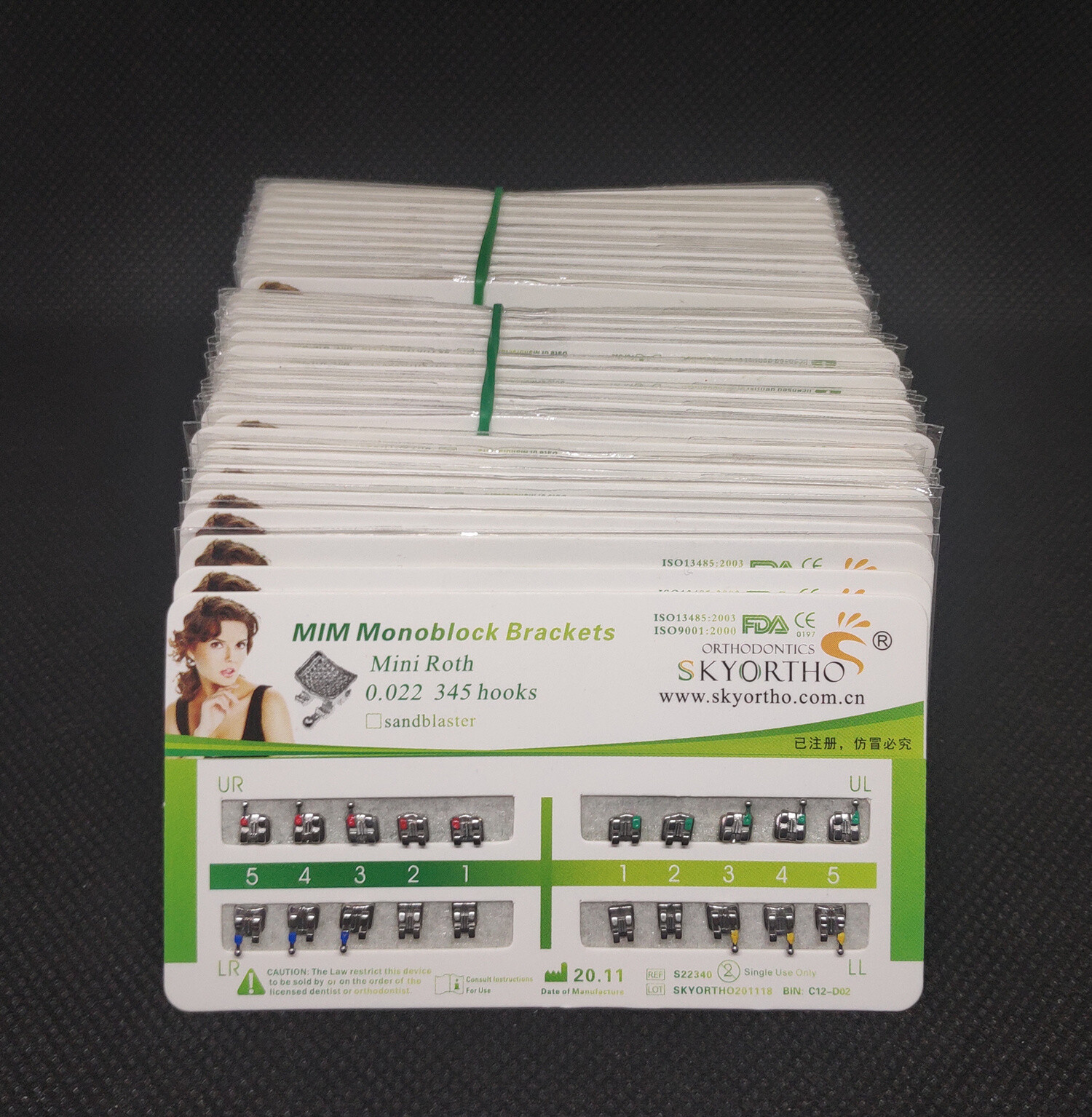 10 Sets Dental Metal Bracket MIM Monoblock Mini Roth 022 345 hooks Mesh Base