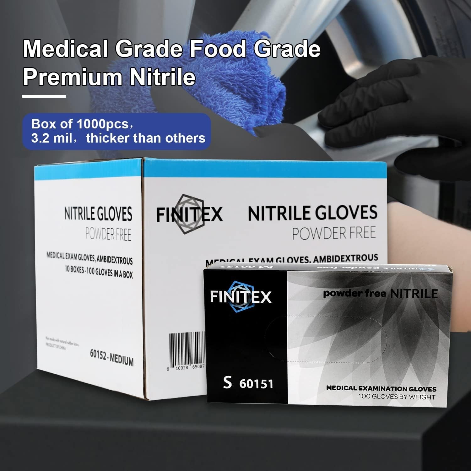 Black Nitrile Disposable Gloves, Exam Gloves, Powder-free, Latex-free, 3mil, …