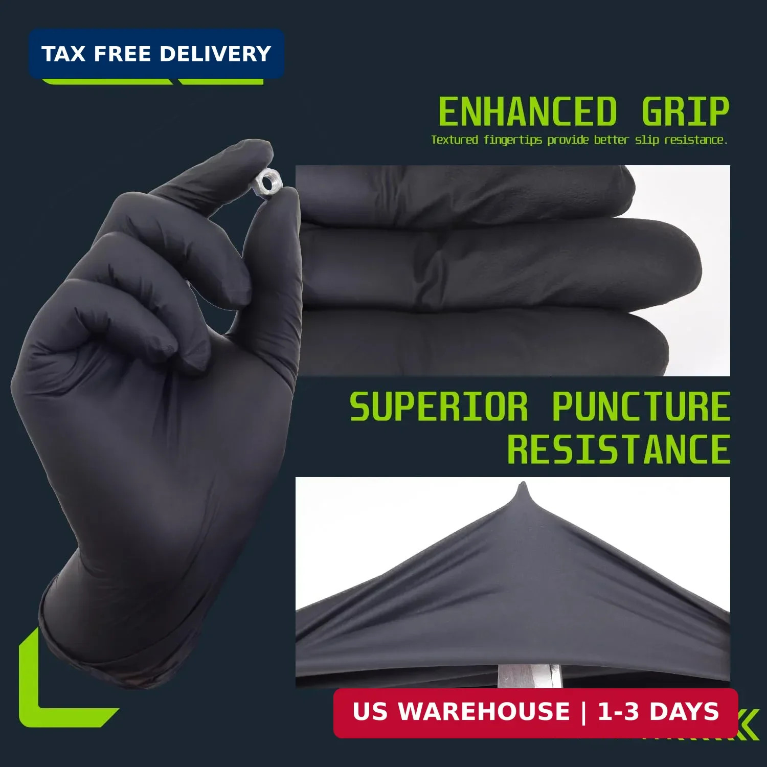 Disposable Nitrile Gloves, 4 Mil Latex-Free Powder-Free Industrial Gloves for Cl