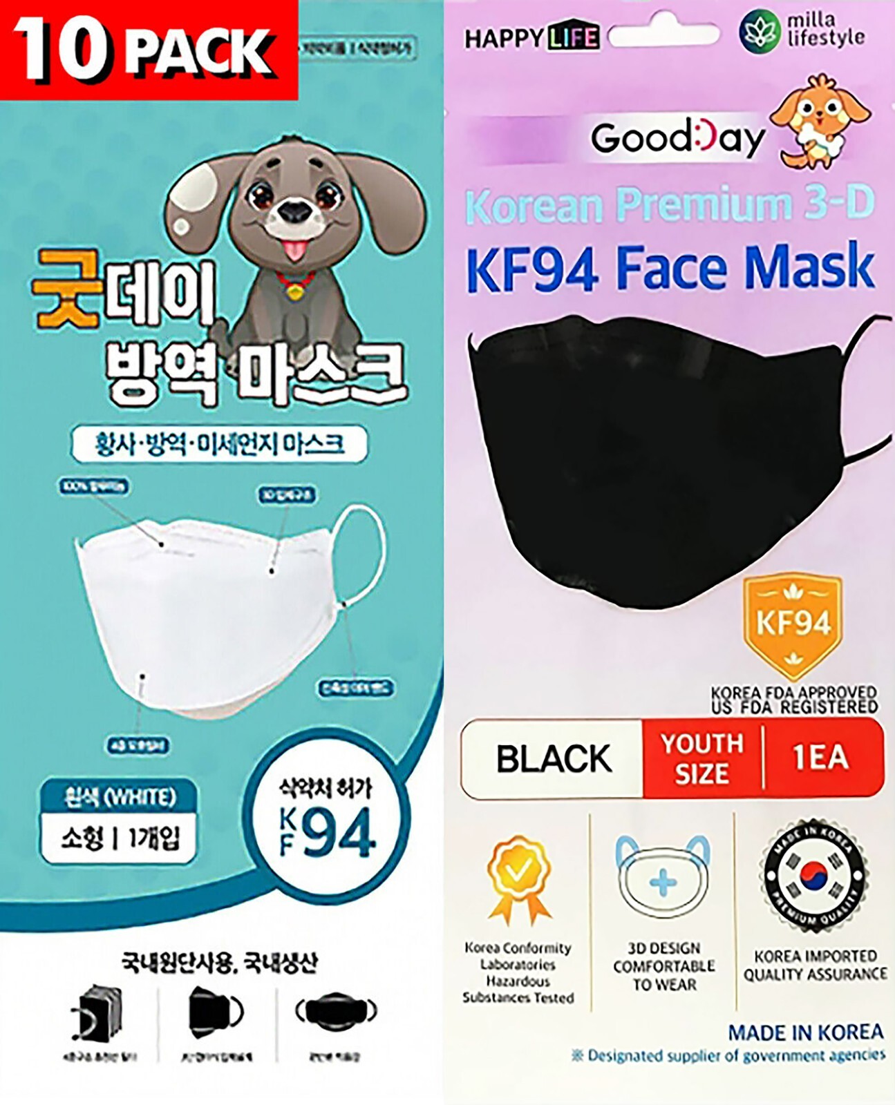 Happylife KF94 KIDS Korean Face Mask Made in Korea Medical Respirators Goodday