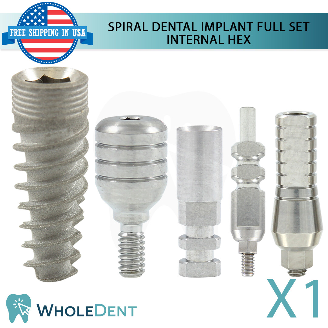 X1 Dental Spiral Int Hex 2.42mm Titanium Sterile Anodized Full Set