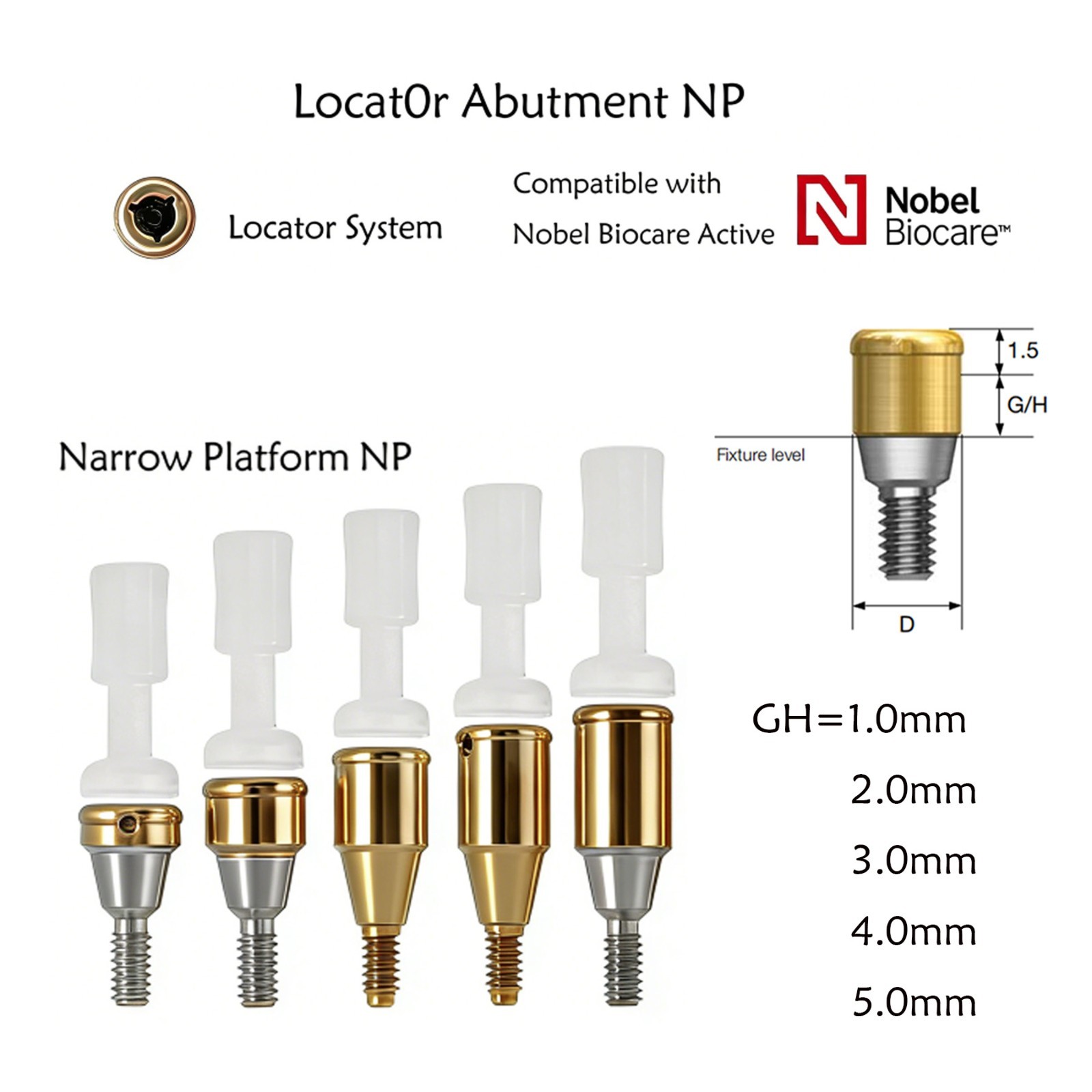 US For Nobel Active Biocare ZEST Locator Abutment Conical Connection NP/RP 1-5mm