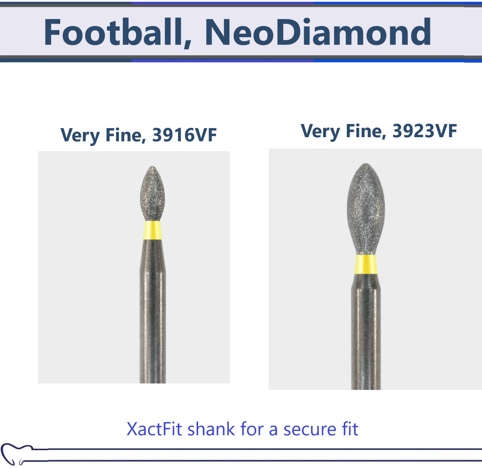 Dental Microcopy Football, NeoDiamond Diamond Coarse Bur Fine, Medium, Bery Fine