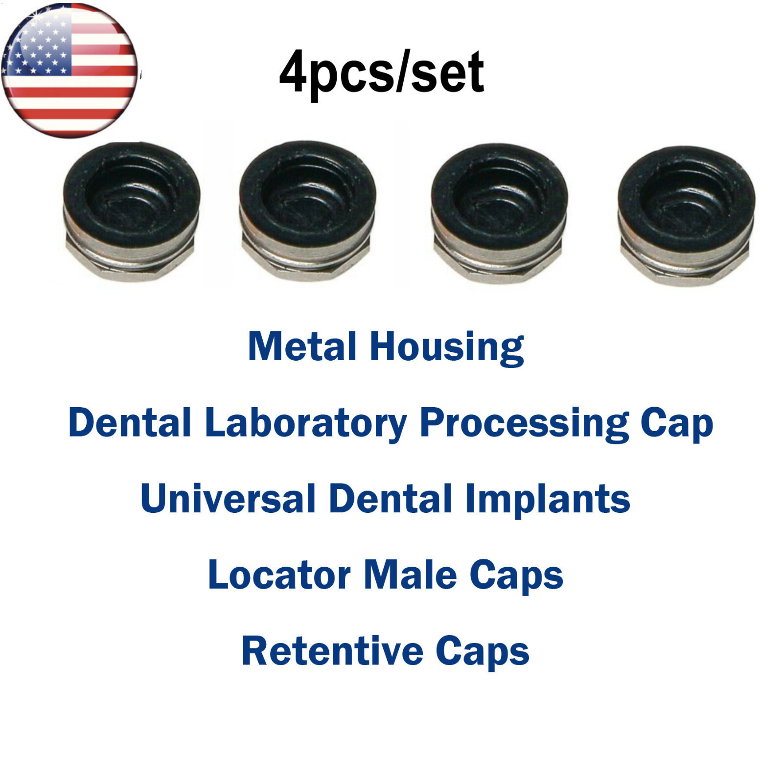US Dental Hiossen Regular 3-5mm Attachment Abutment & Overdenture Male Caps Kits