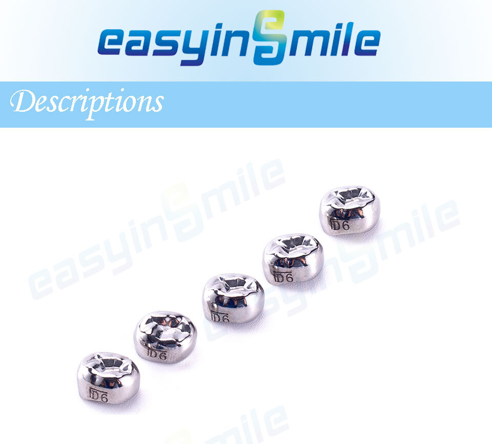 5pcs Dental Kid Crown Stainless Steel Primary Crown D Premolar/E Molar DLR5 DLR4