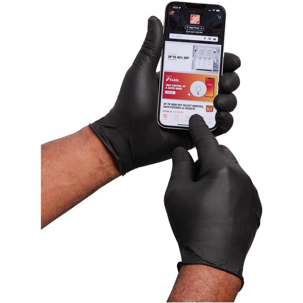 HDX Pop-N-Go Black Disposable Heavy Duty Nitrile Gloves Large 40 Count
