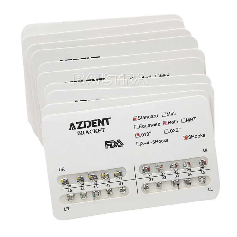 AZDENT 20pc/Kit Dental Orthodontic Bracket Braces Standard Roth .022 Hooks 3-4-5