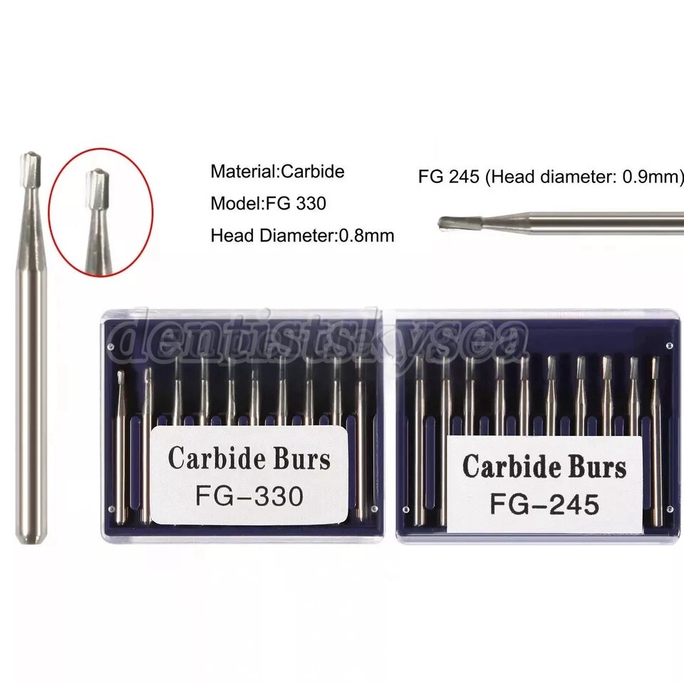 Dental Carbide Burs Tungsten Steel Bur FG # 330 FG #245 fit High Speed Handpiece
