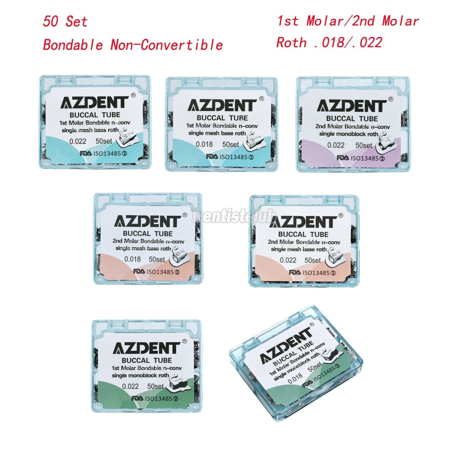 Dental Orthodontic Non-Convertible Bonding 1st 2nd Buccal Tubes Roth .018/.022