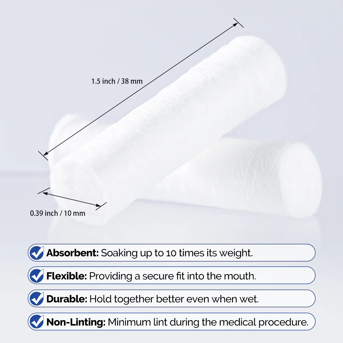 Cotton Gauze Rolls for Dental Kits, Nose Plugs, Mouth Care – Choose Quantity