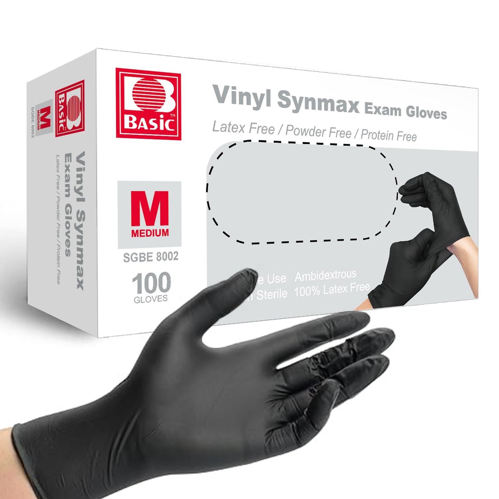 Powder-Free Vinyl Exam Gloves Latex-Free 100/Box Black/Blue Disposable Food Safe