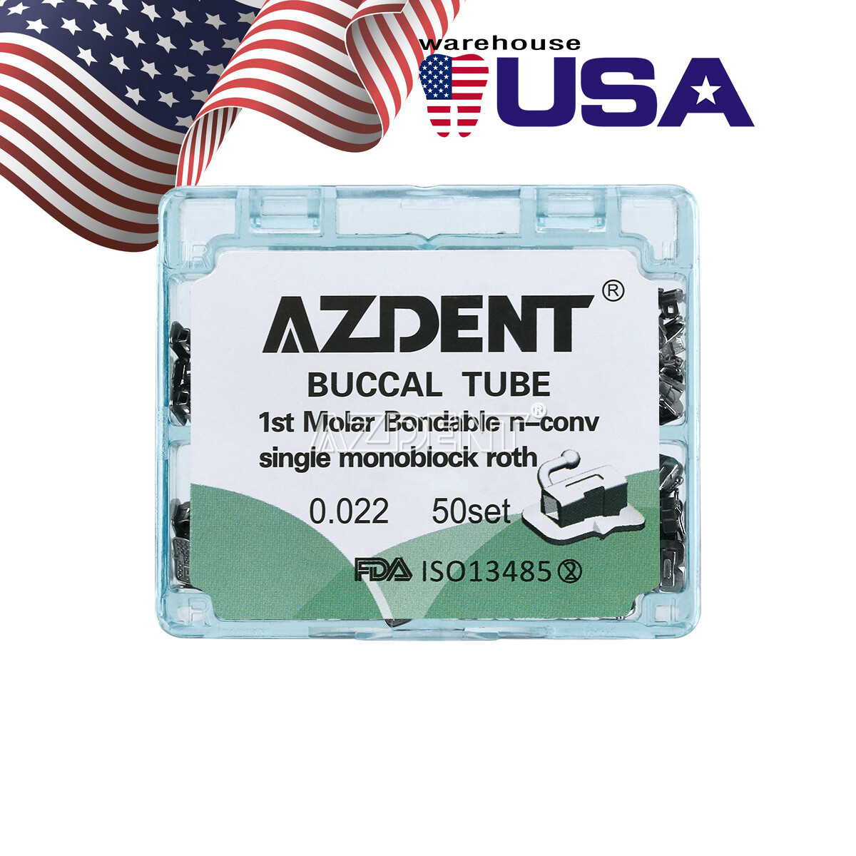 Dental Orthodontic Buccal Tube 1st 2nd Molar Tubes Roth/MBT 022 Bondable AZDENT