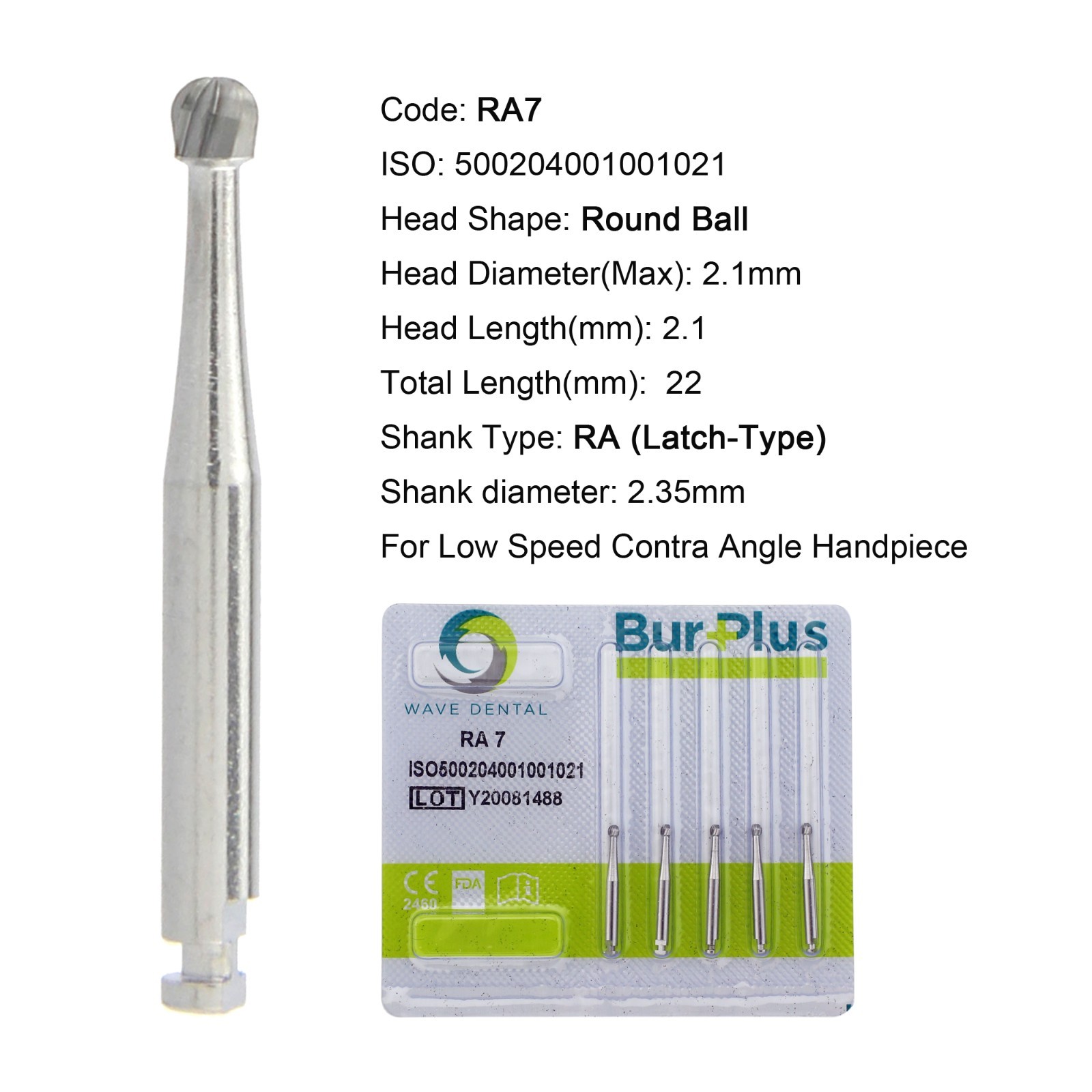WAVE Dental Latch Round Carbide Burs RA 2 4 6 8 Surgical Bur RA SURG Slow Speed