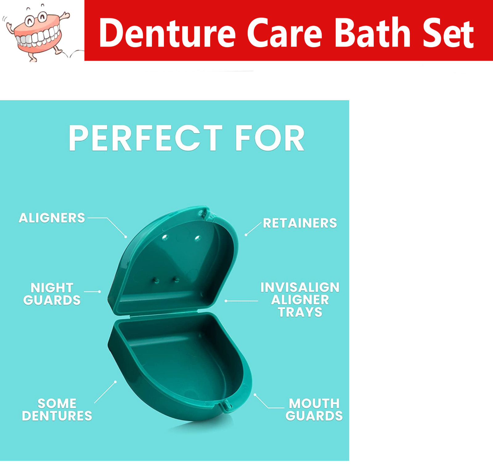Dental Retainer Box Retainer Case: 3”L x 2.75”W x 1”H, Ortho Appliance Splint