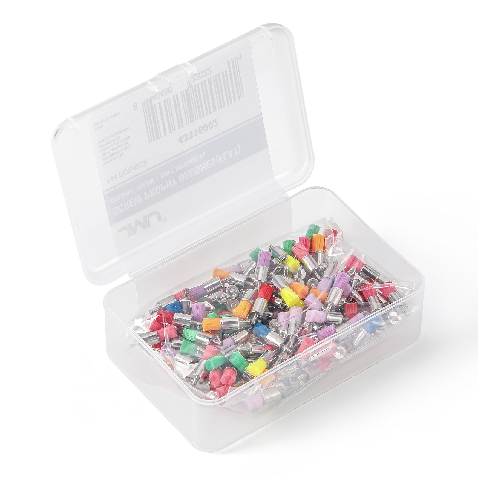 144 Dental White & Colorful Prophy Polishing Brush Nylon Flat Latch/Tapered Type