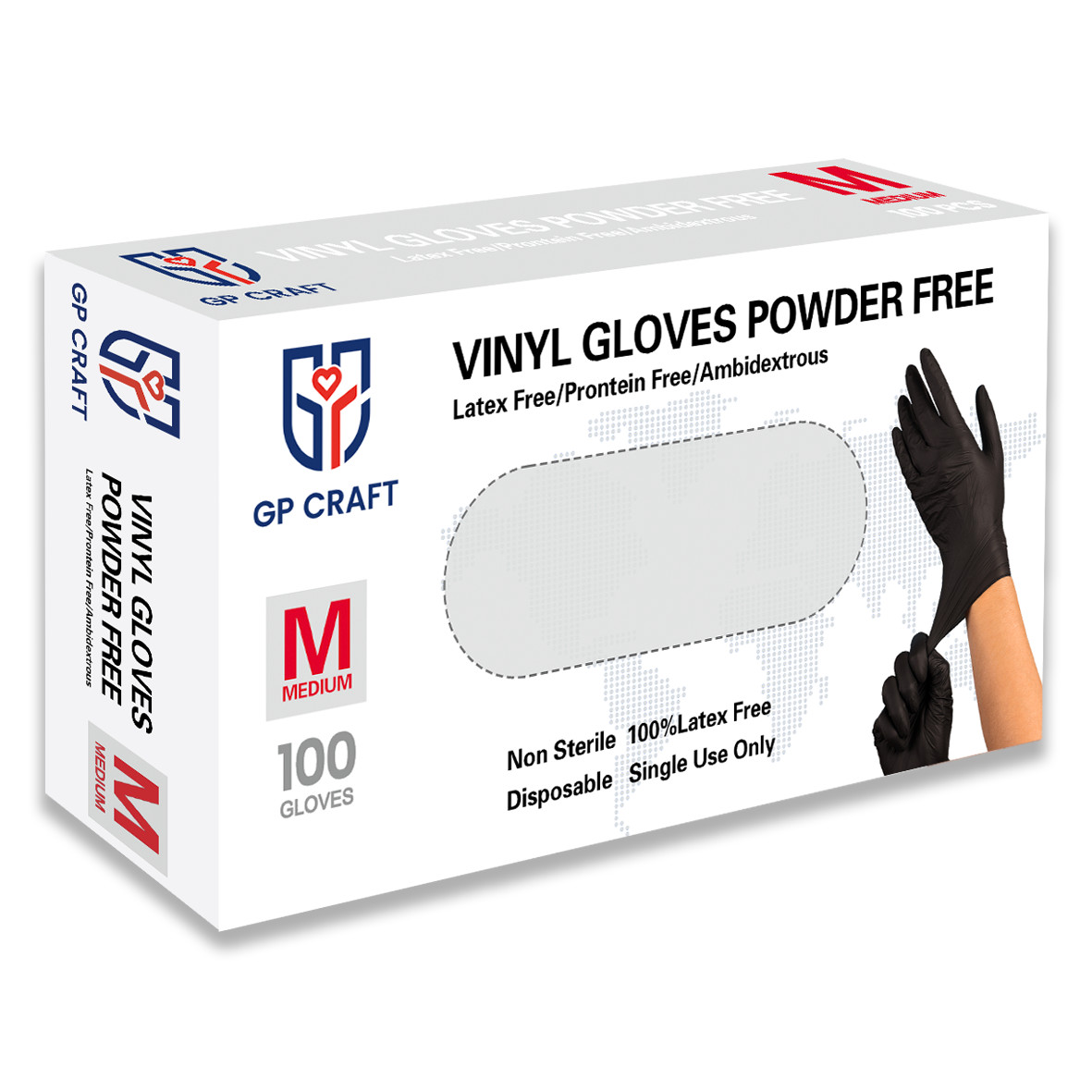 Black Vinyl Gloves Food Grade Gloves Disposable Latex Free & Powder Free, 100PCS