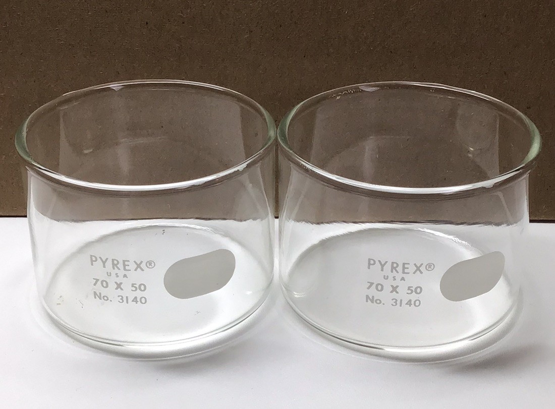 2 Pyrex #3140 Crystalizing Dish 70×50 Quality Lab Glassware USA Halloween Party