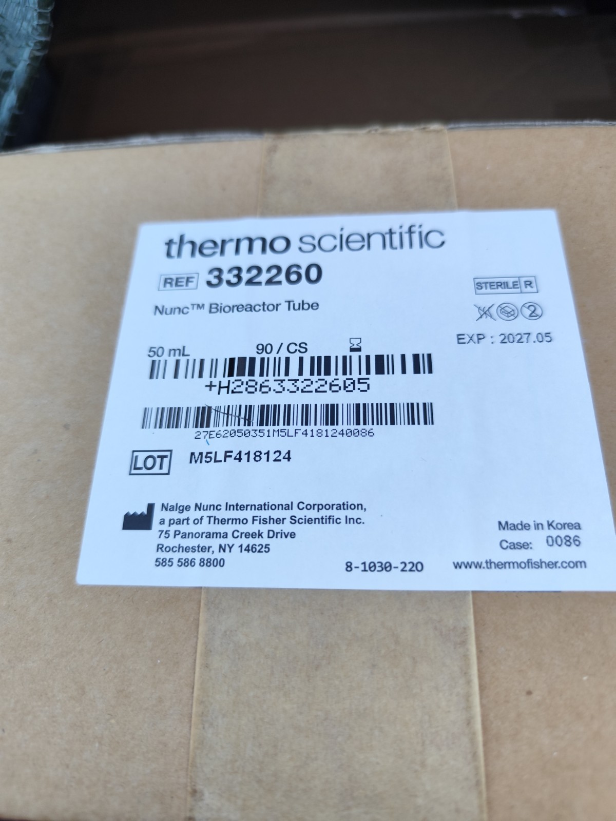 Thermo Scientific 332260, Nunc™ bioreactor tubes, 90/case, Sterile,05-2027