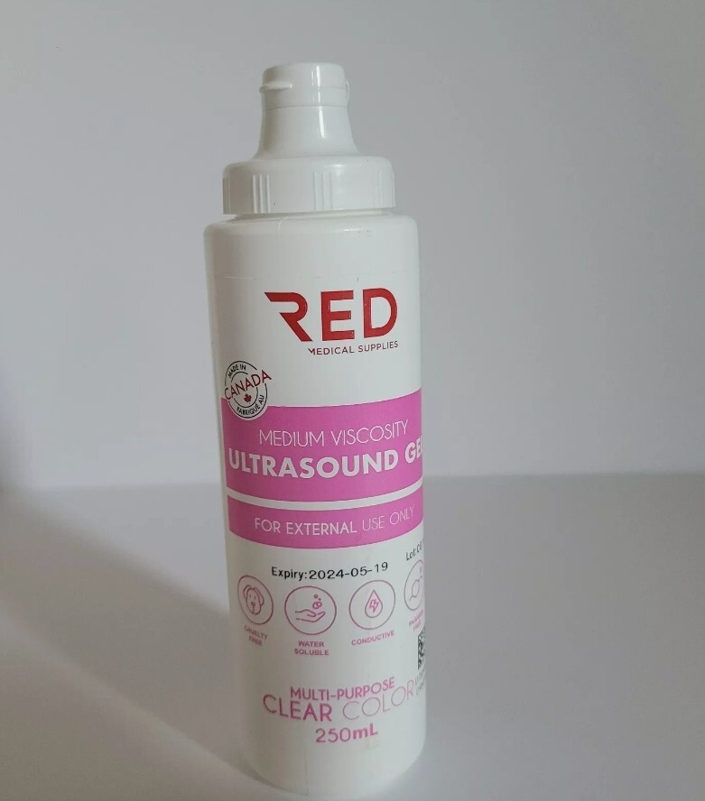 RED Medium Viscosity Ultrasound Gel Clear Color Bottles 250ml