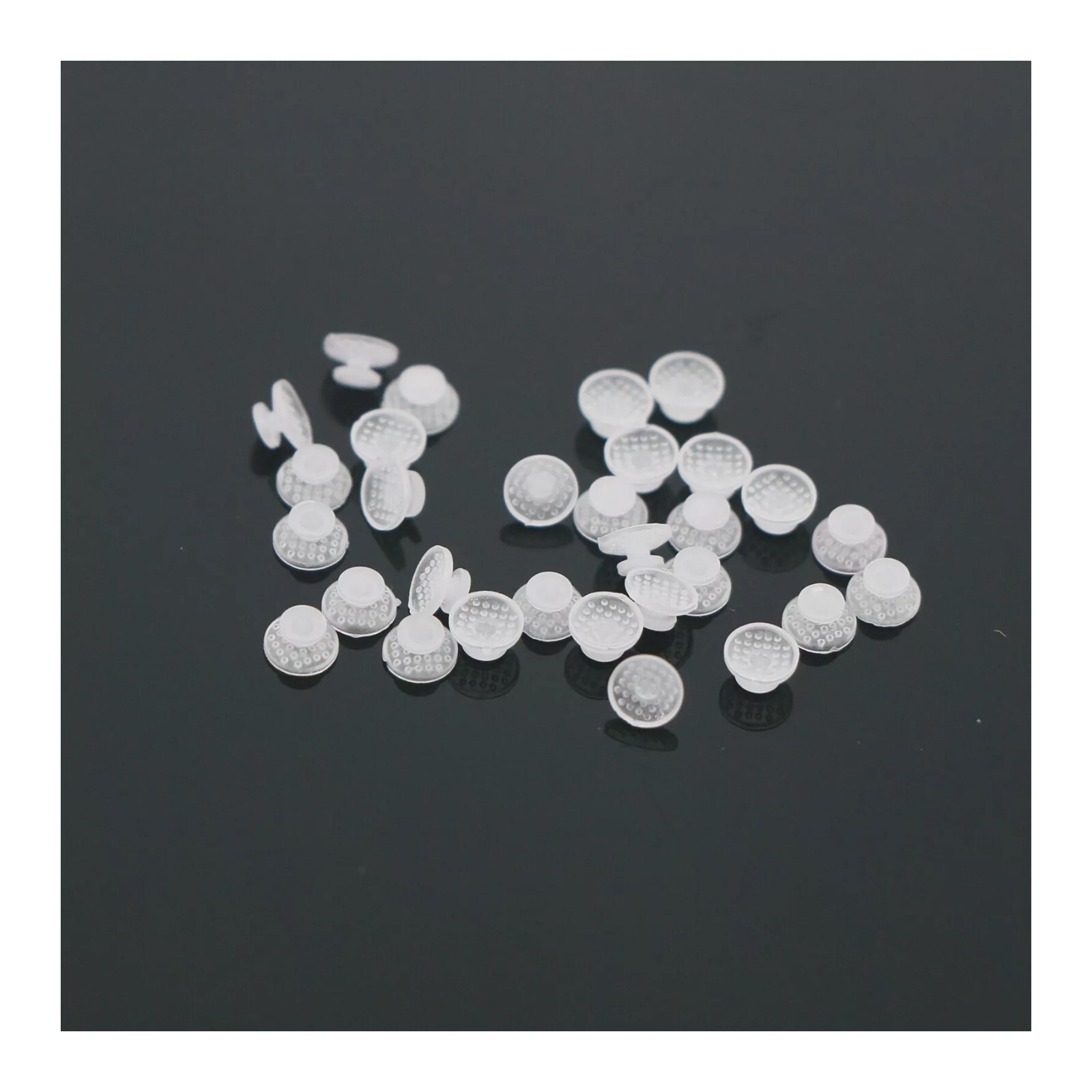 100 Pcs Dental Orthodontic Ceramic Lingual Button Clear Bondable Round Base Mesh