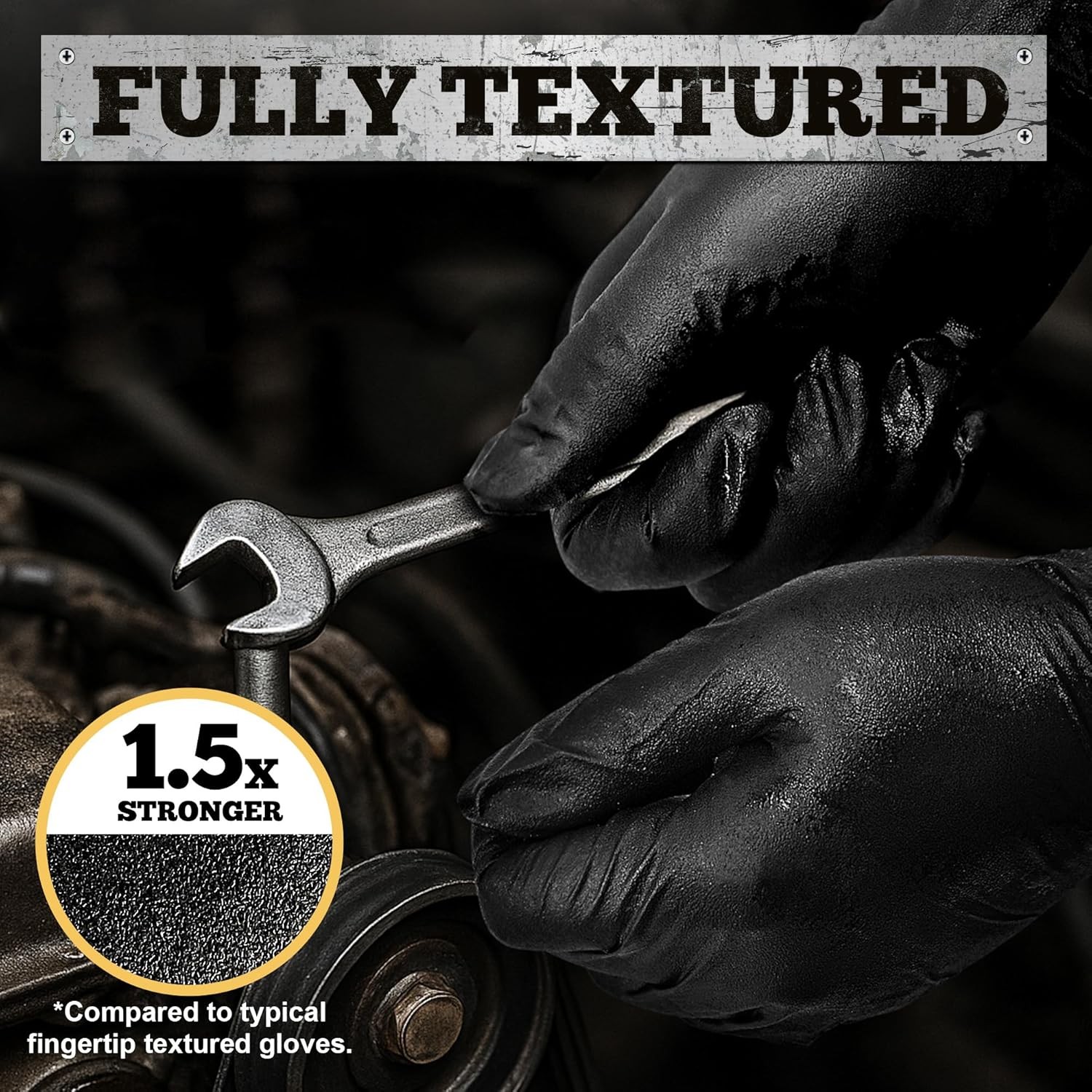 TitanFlex Heavy Duty Black Nitrile Gloves, 6 Mil, Fully Textured, Mechanic Dispo