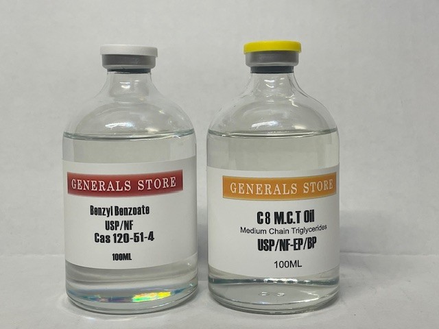 MCT-C8 USP/NF + Benzyly Benzoate USP/NF 100ml Vial