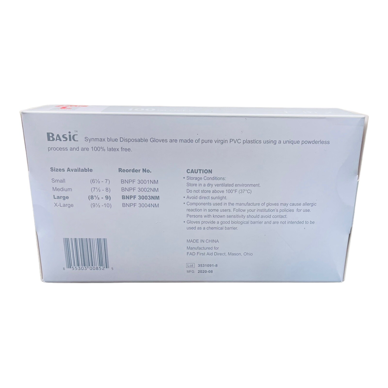 Lot Of 5 BASiC Medical Nitrile Exam Gloves – Latex & Powder-Free – Box of 100 L