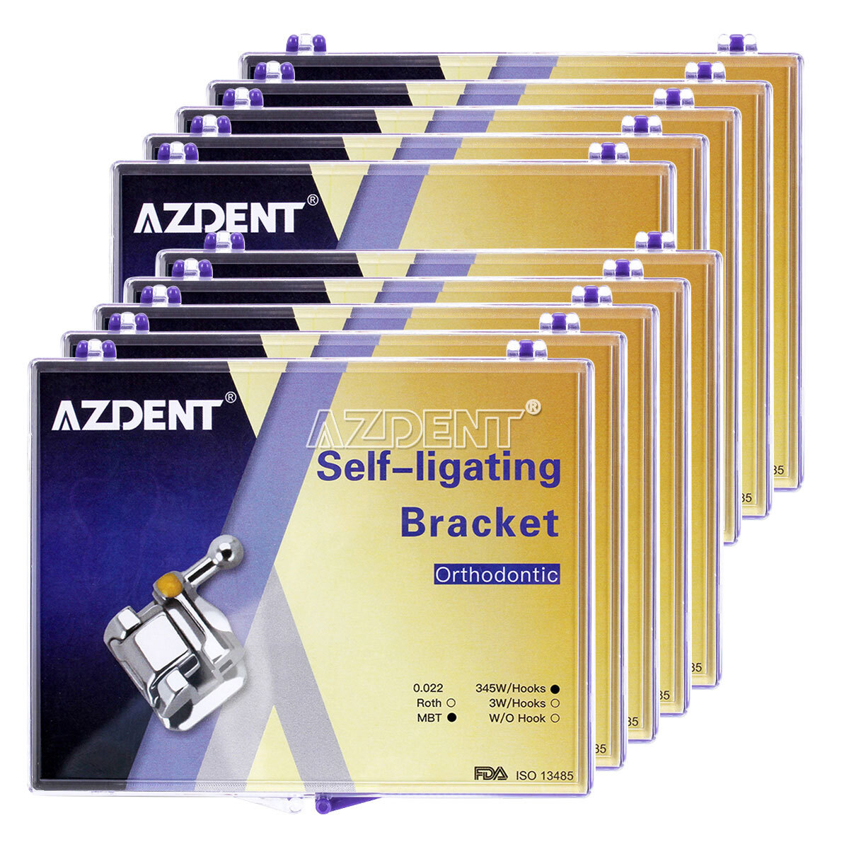 AZDENT Dental Orthodontic Self-Ligating Brackets Braces Roth MBT.022 Hooks 345