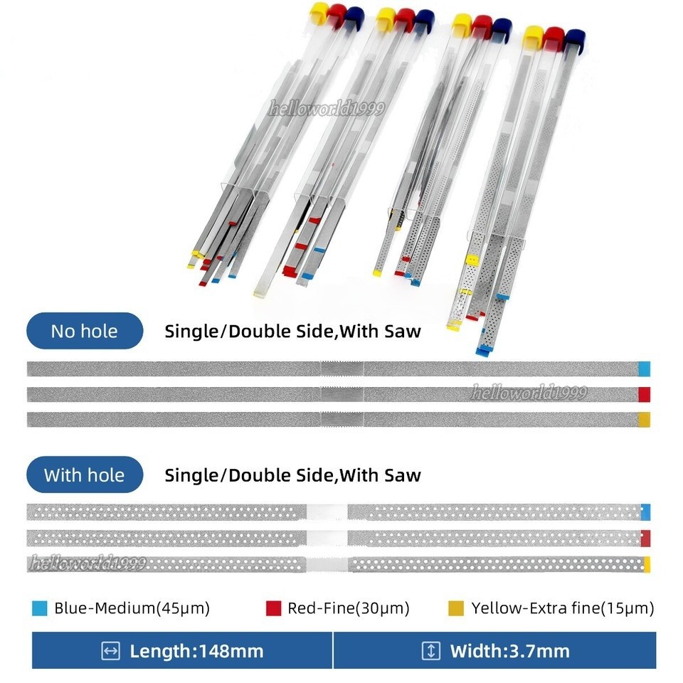 Dental Stainless Steel Diamond Polishing Strips Double without Holes Sided 3.7mm