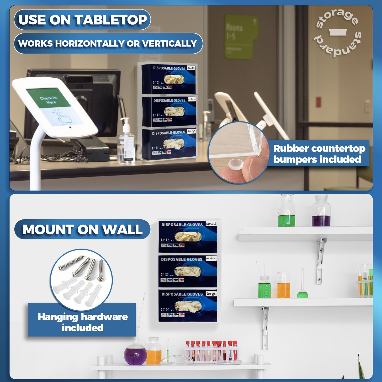 Triple Glove Holder Wall Mount Glove Dispenser – Disposable Glove Holder Wall…