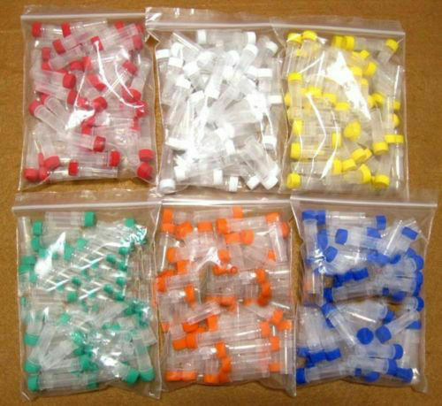 Plastic Vials Microcentrifuge Tubes Lab Screw Cap Tube Lot Sample new 1ml