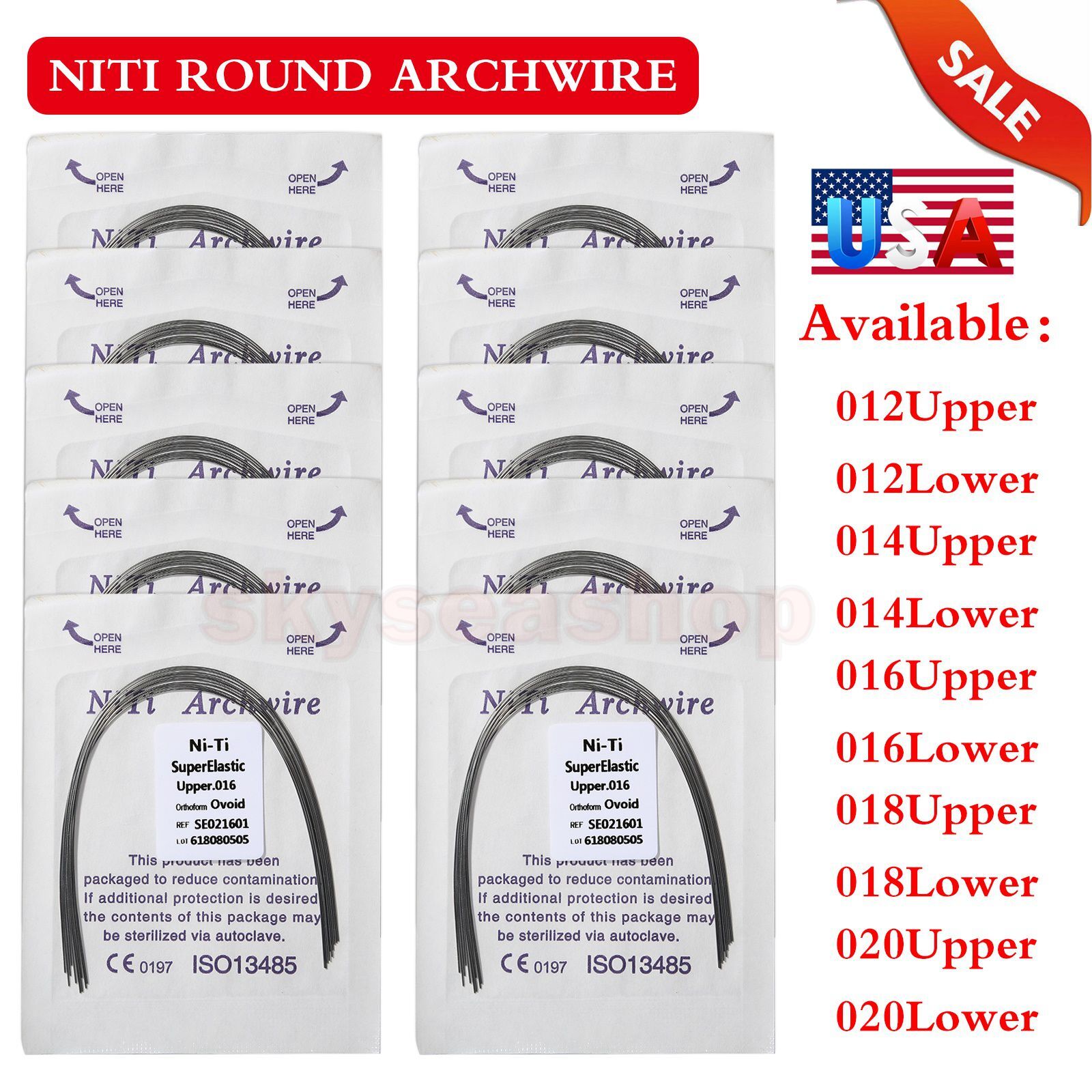 100PCS Dental Orthodontic NITI Arch Wire Round Super Elastic NITI Ovoid Form USA