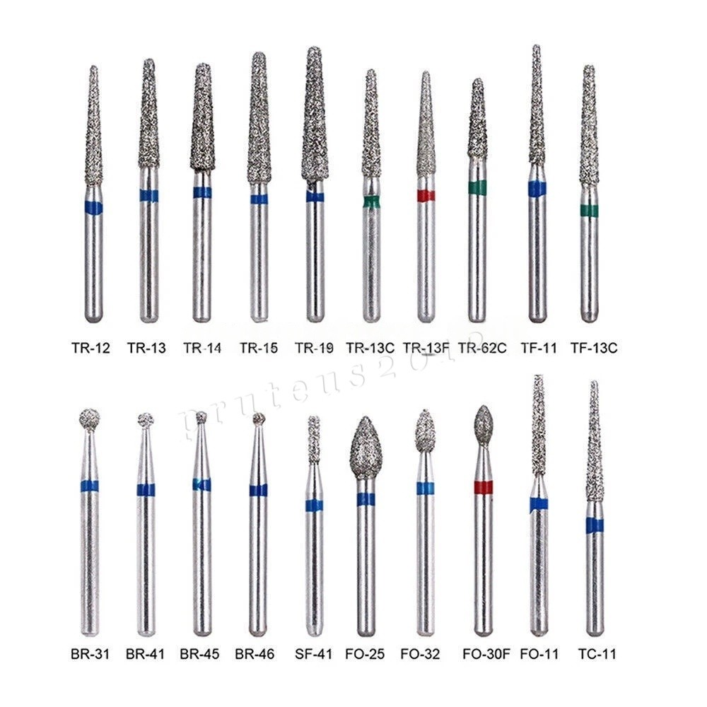 50pcs Fresas dentales de diamante redondas para pieza de mano de alta velocida